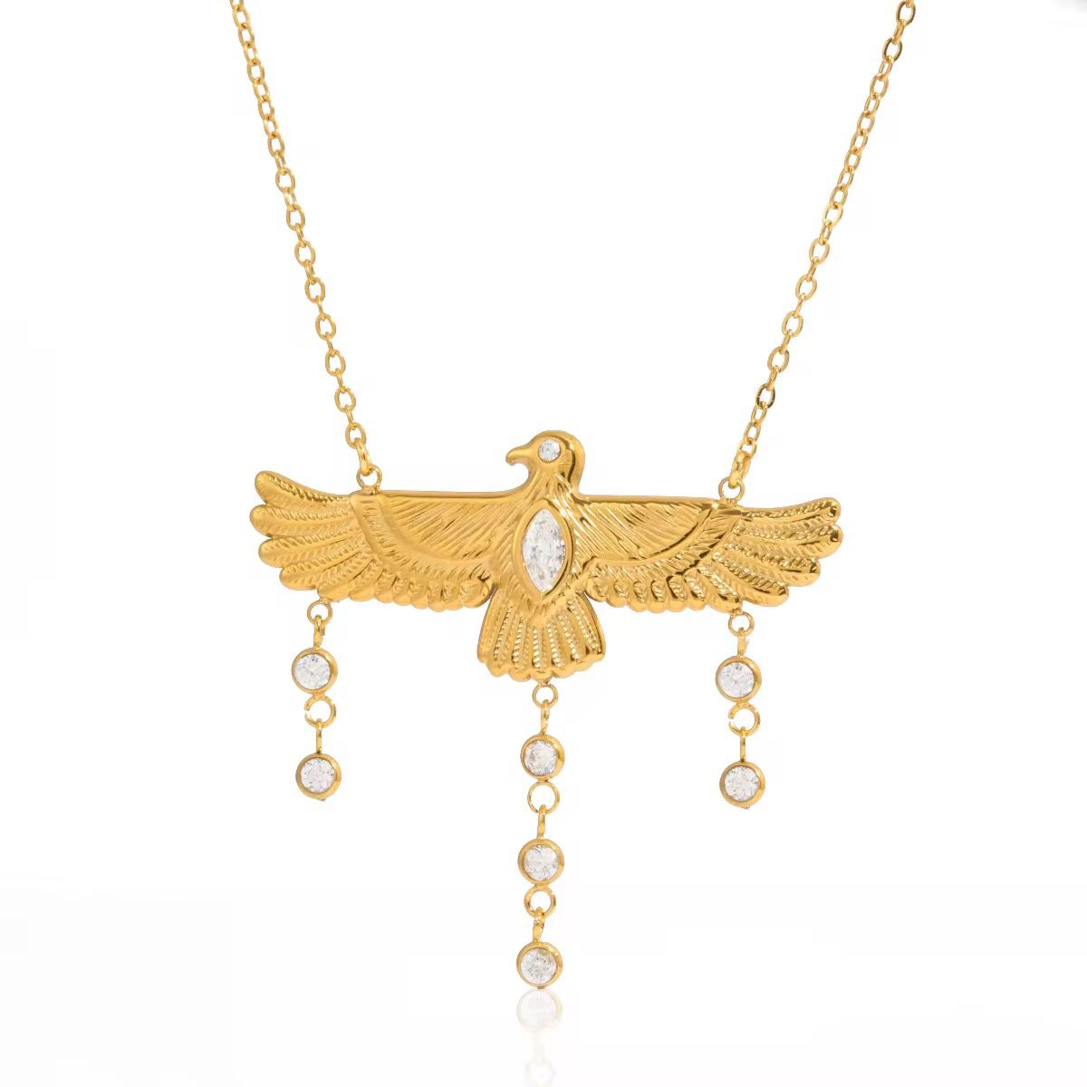 Radiant Eagle Pendant with Dangling Crystals