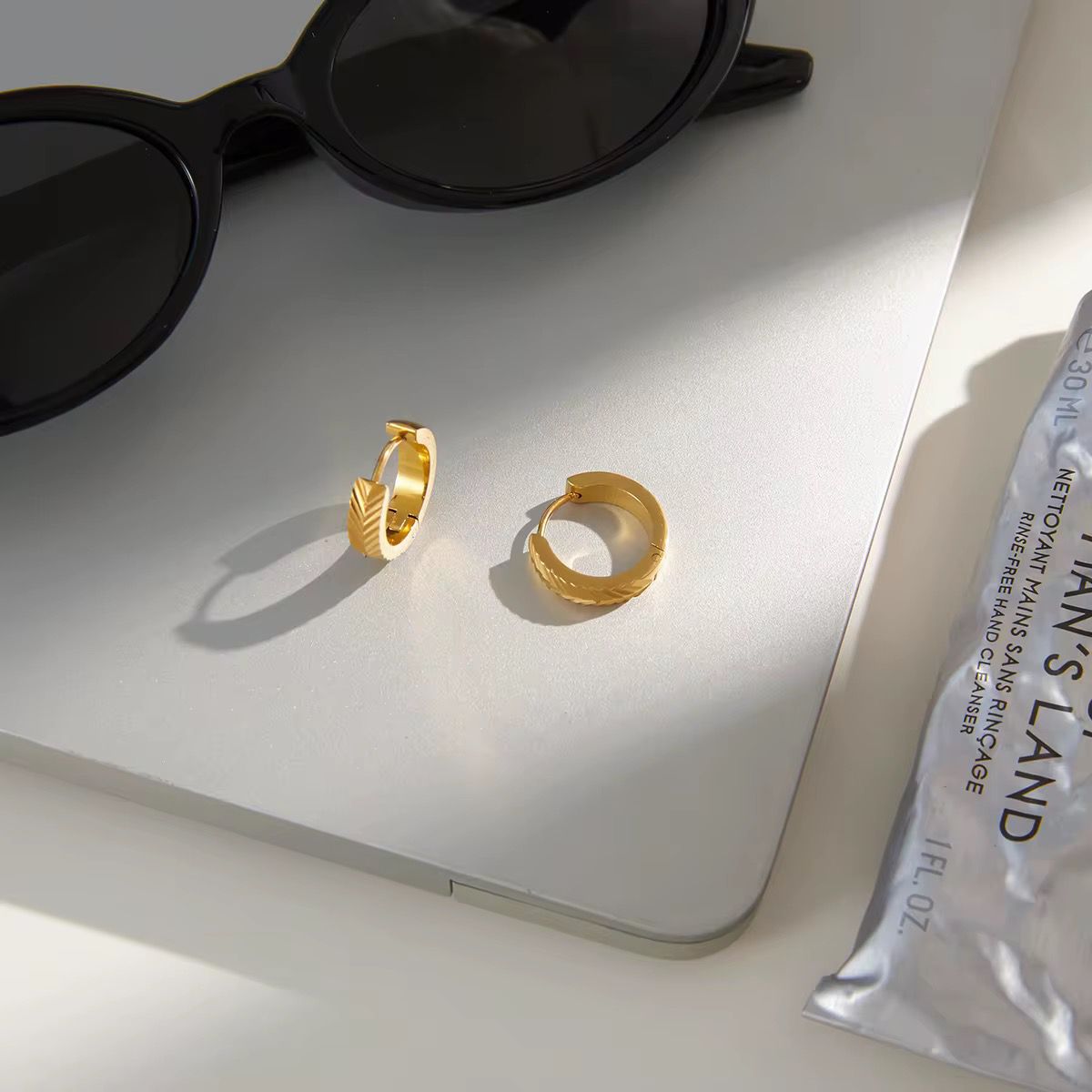 Textured Chevron Mini Hoops