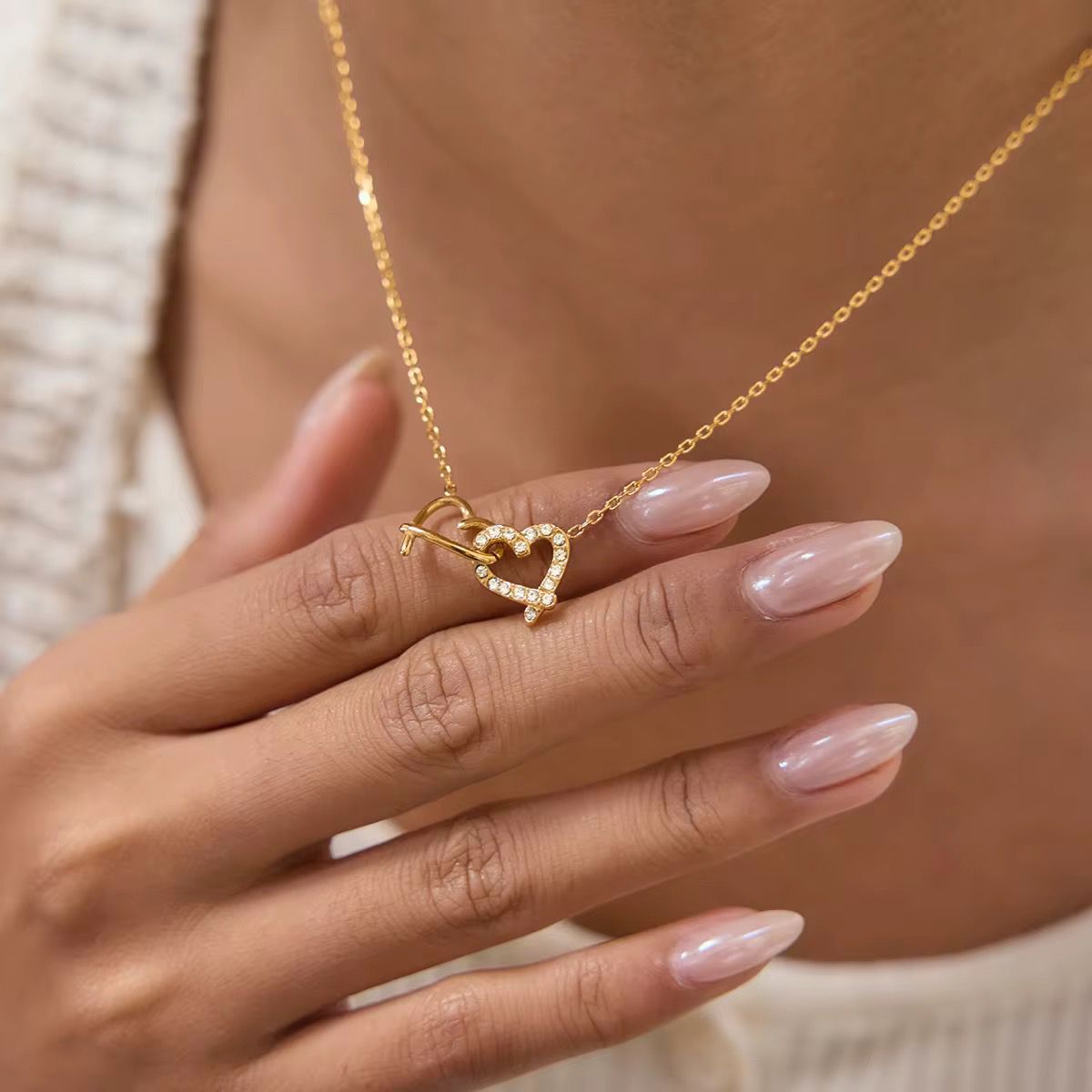 Interlocking Hearts Dainty Necklace
