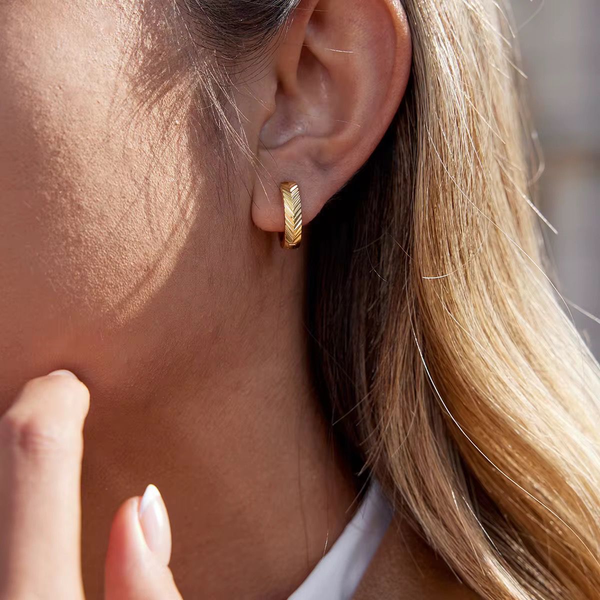 Textured Chevron Mini Hoops