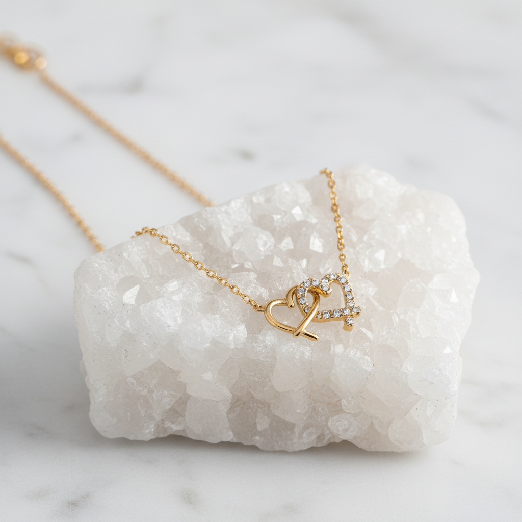 Interlocking Hearts Dainty Necklace