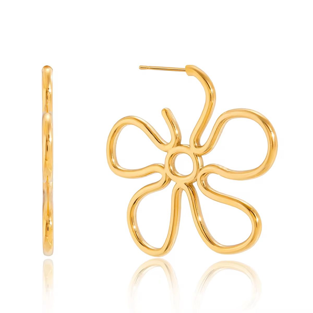 18K Gold-Plated Flower Outline Earrings