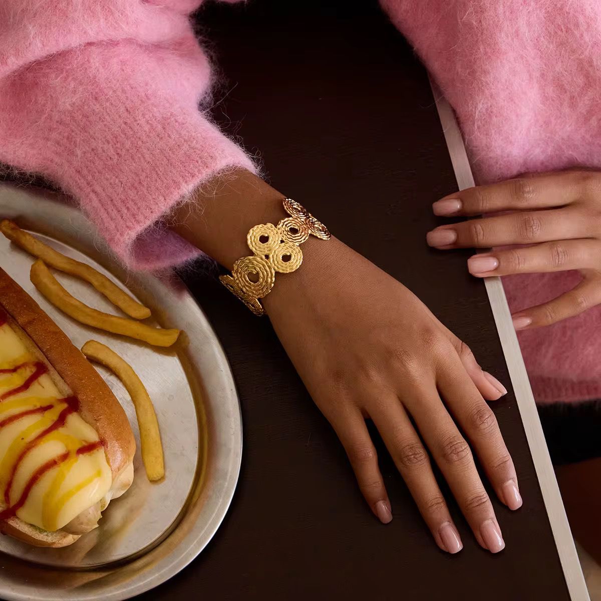 Ripple Aurora Gold Cuff Bracelet