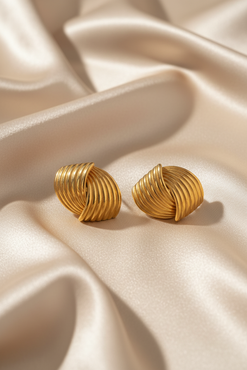Classic Retro Knot Earrings – 18K Gold Plated