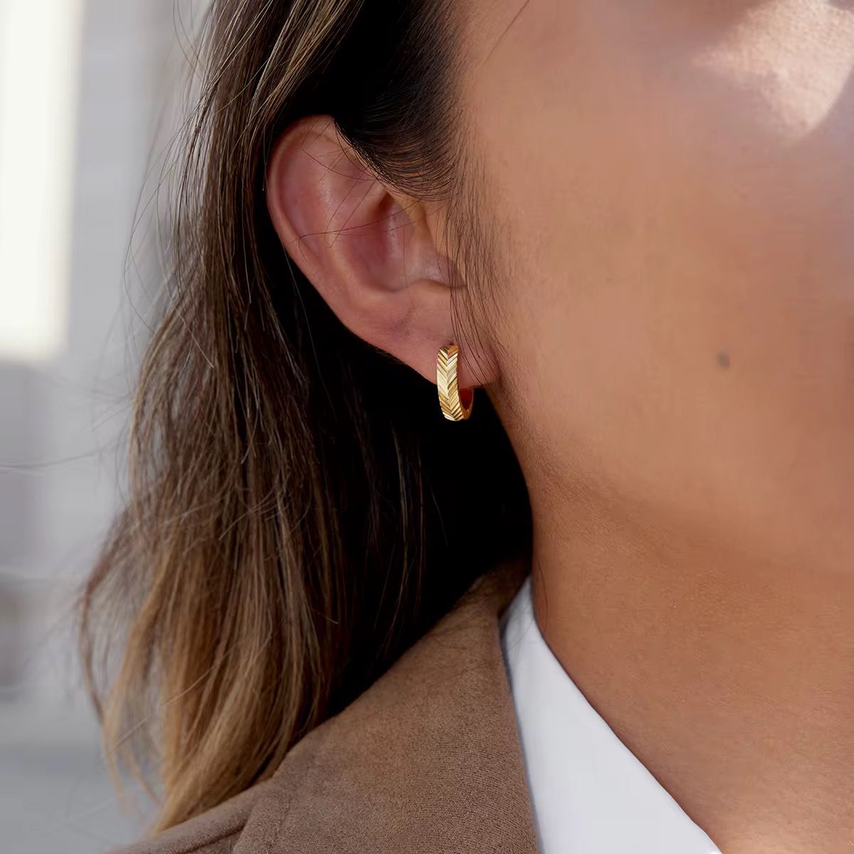 Textured Chevron Mini Hoops