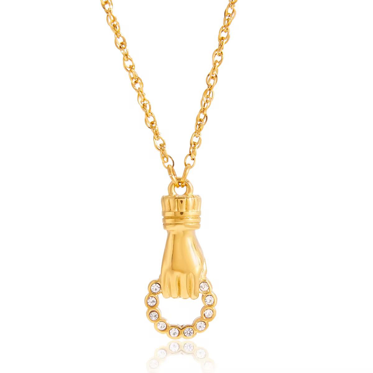 Elegant Golden Hand Pendant Necklace