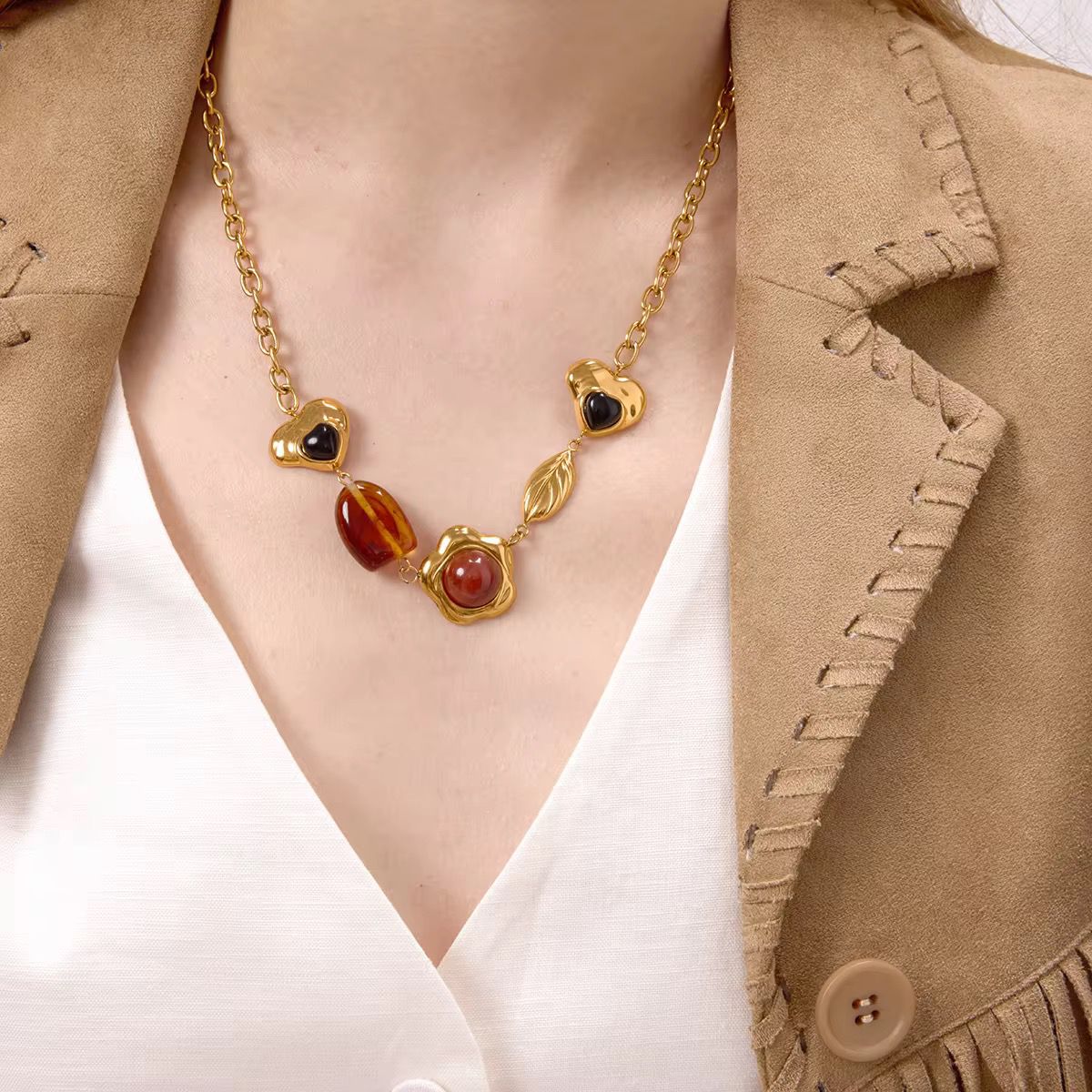Amber & Blackstone Elegance Necklace