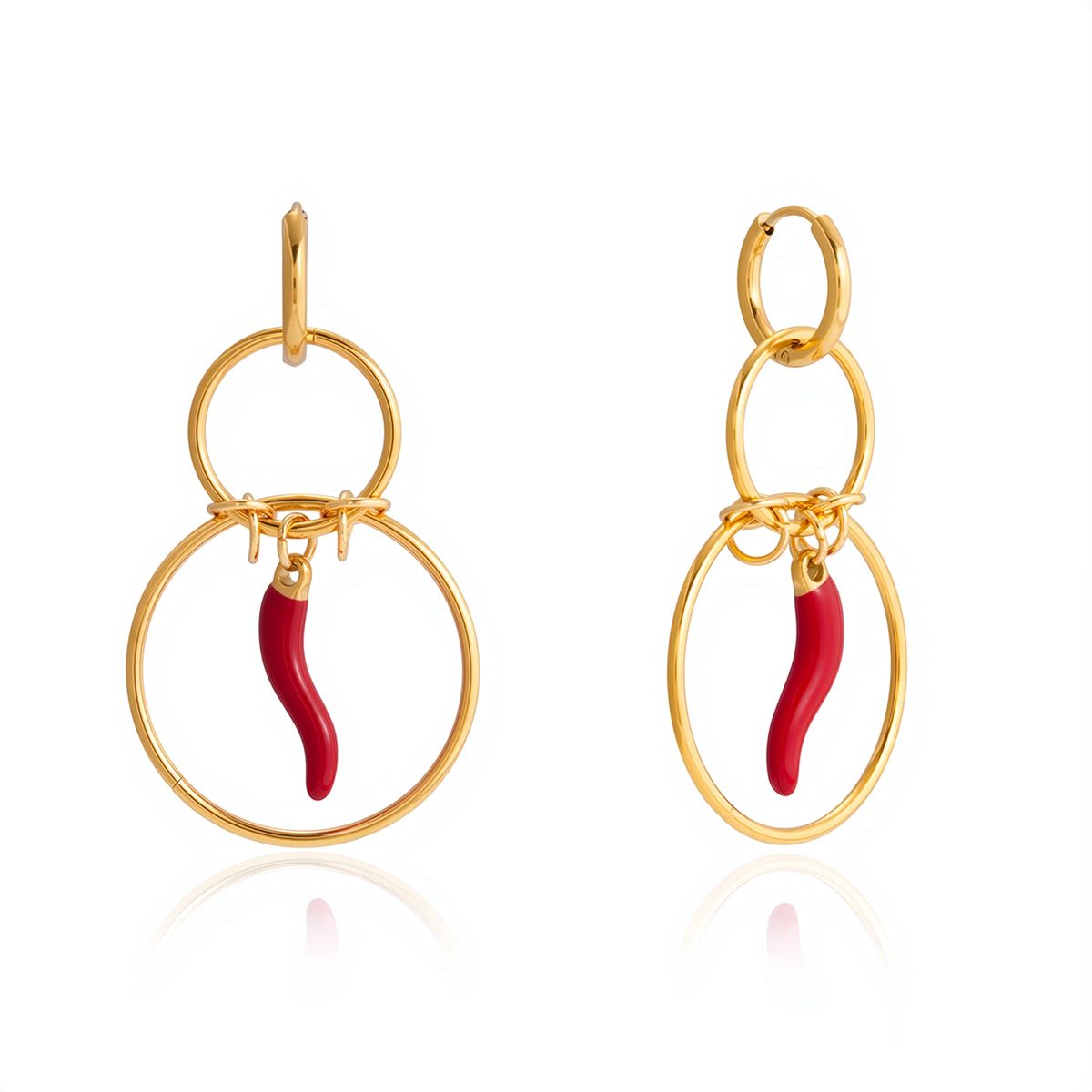 Red Charm Double Hoop Earrings