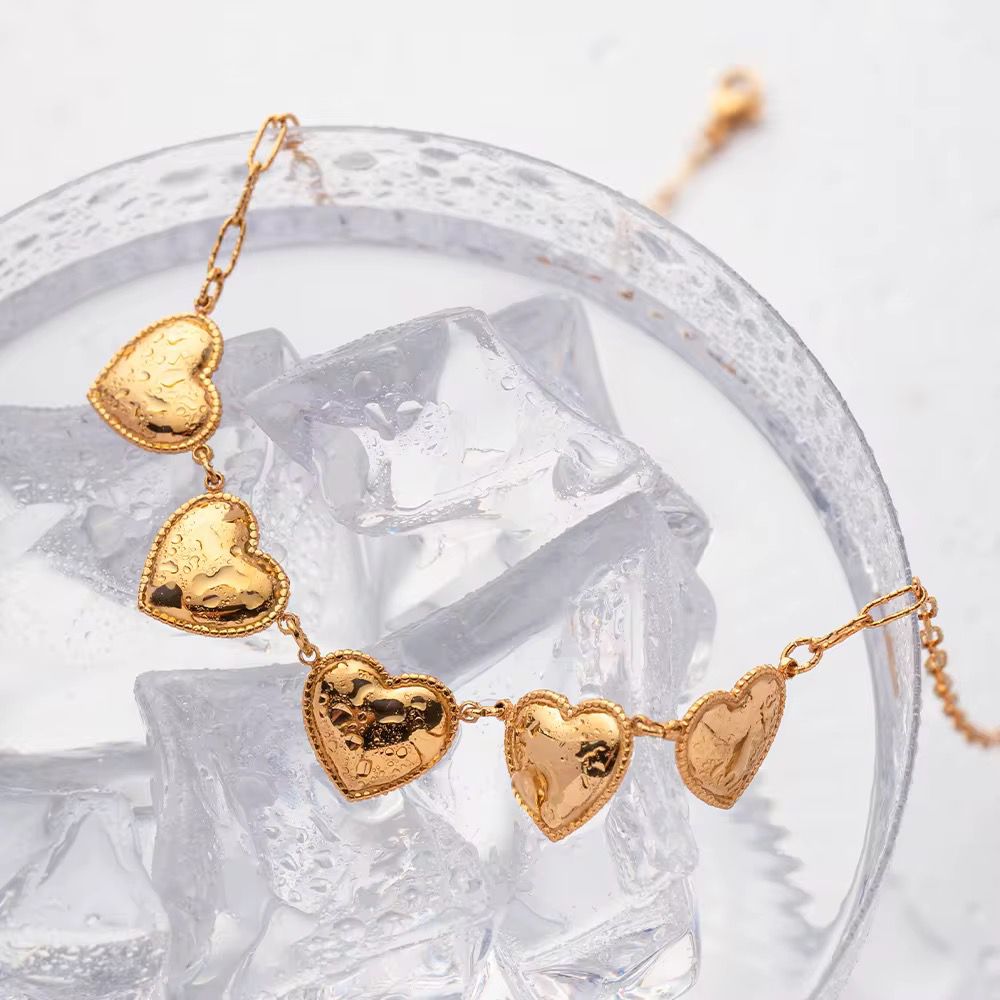 Golden Heart Cluster Necklace