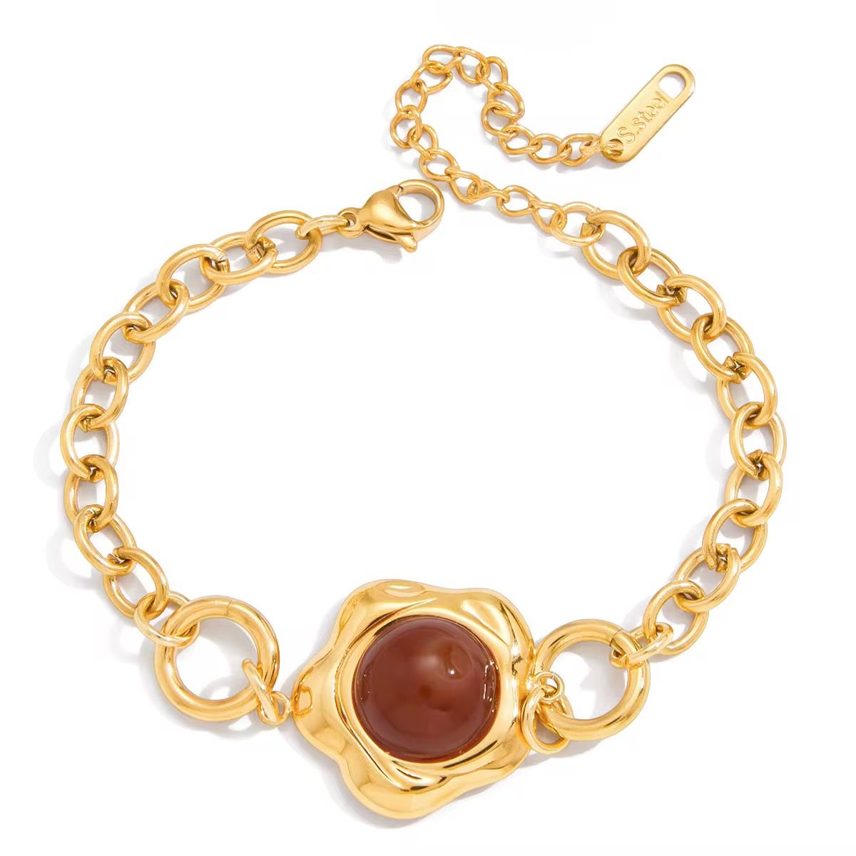 Golden Blossom Red Stone Bracelet