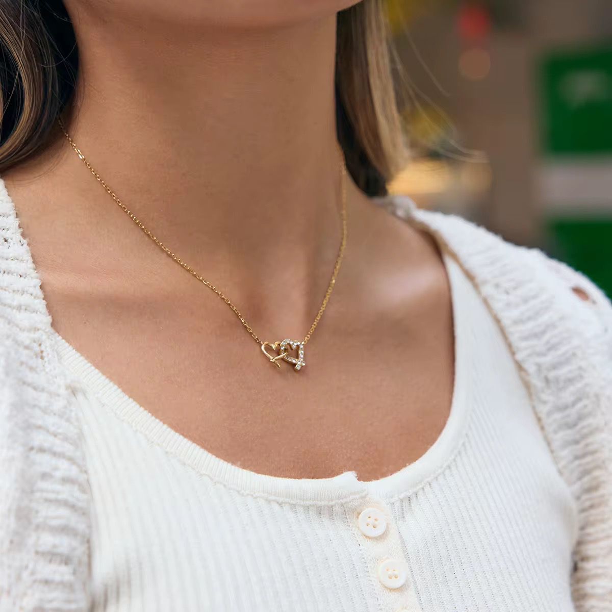 Interlocking Hearts Dainty Necklace