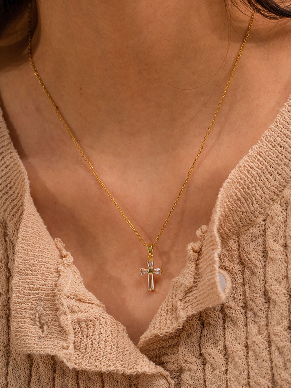 Sparkly Cross Necklace for everyday wear