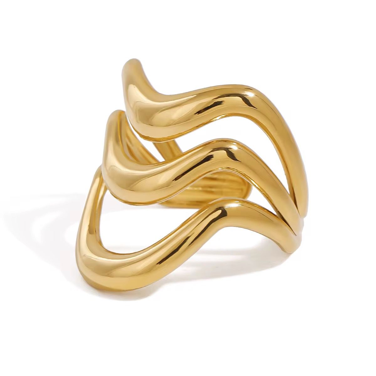 Wavy Luxe Statement Ring – Bold & Modern Elegance- Size 7