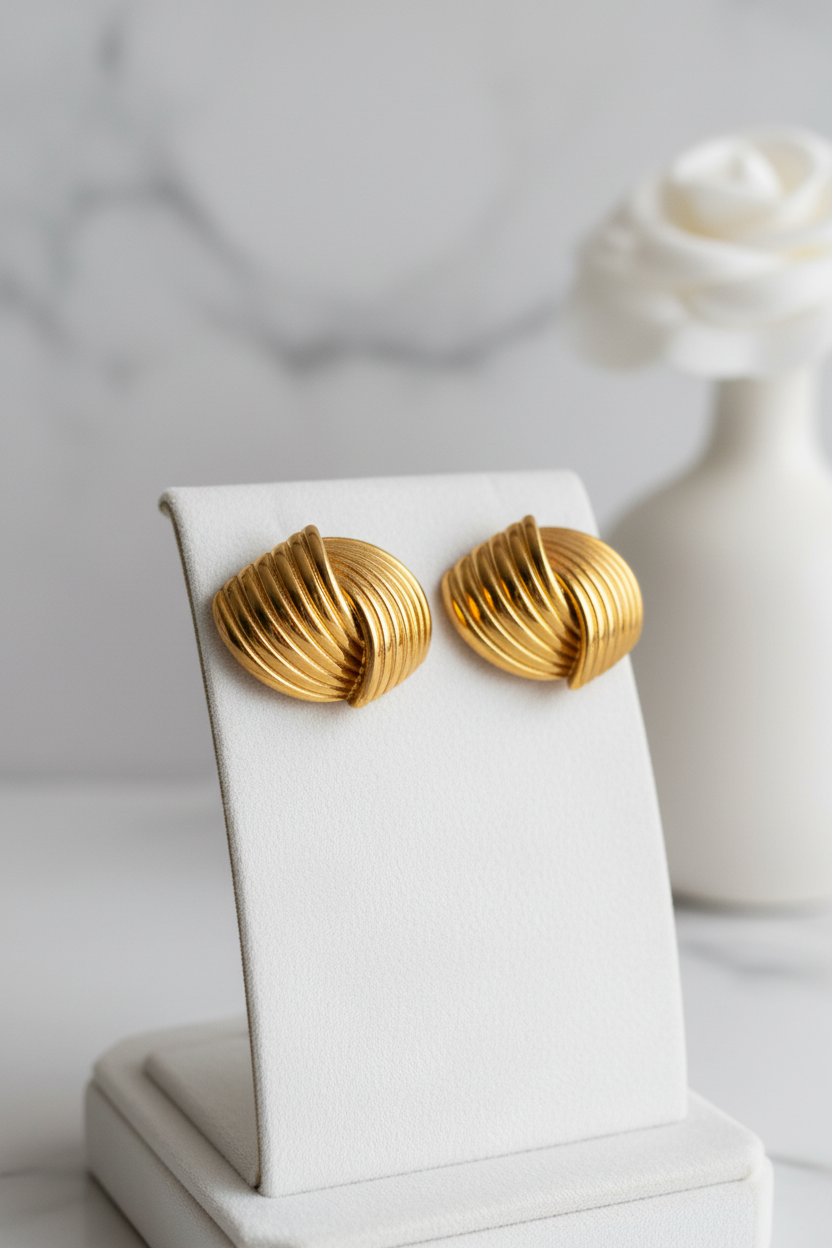 Classic Retro Knot Earrings – 18K Gold Plated